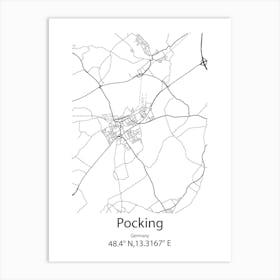 Pocking,Germany Minimalist Map Art Print