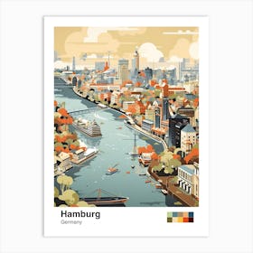 Hamburg, Germany, Geometric Illustration 1 Poster Art Print