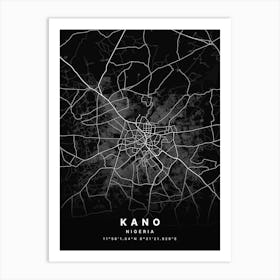 Kano Nigeria Black Map Art Print