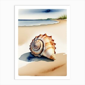 Seashell on the beach, watercolor painting 23 Art Print