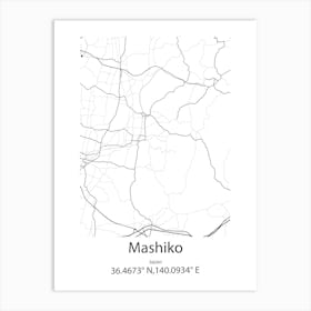 Mashiko,Japan Minimalist Map Poster