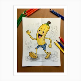 Banana Drawing Art Print