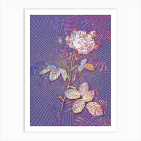 Geometric White Provence Rose Mosaic Botanical Art on Veri Peri n.0007 Art Print