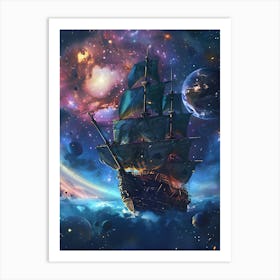 Fantasy Ship Floating in the Galaxy 23 Art Print