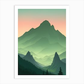 Misty Mountains Vertical Background In Green Tone 25 Art Print