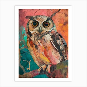 Kitsch Colourful Owl Collage 3 Art Print