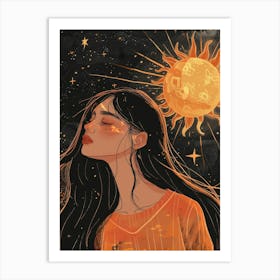 Girl With The Sun Art Print