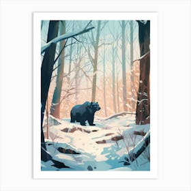 Winter Black Bear 1 Illustration Art Print