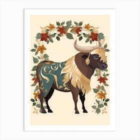 Floral Bull3 Art Print