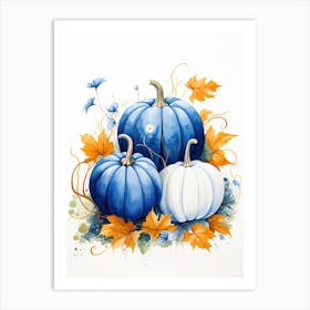 Australian Blue Pumpkin Watercolour Illustration 2 Art Print