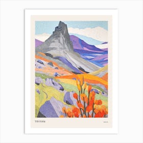Tryfan Wales Colourful Mountain Illustration Poster Art Print