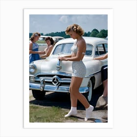 50's Era Community Car Wash Reimagined - Hall-O-Gram Creations 17 Art Print