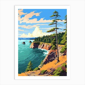 Deception Pass State Park Retro Pop Art 15 Art Print