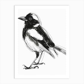 B&W Magpie Art Print