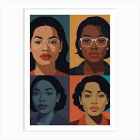 Four Women'S Faces Art Print