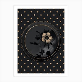 Shadowy Vintage Venice Mallow Botanical in Black and Gold n.0065 Art Print