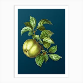 Vintage Apple Botanical Art on Teal Blue n.0161 Art Print