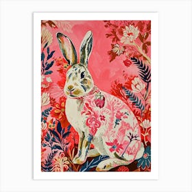 Floral Animal Painting Rabbit 4 Art Print