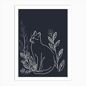 Russian Blue Cat Minimalist Illustration 3 Art Print