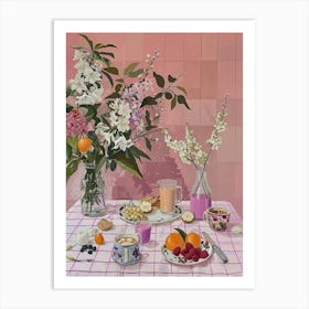 Pink Breakfast Food English Breakfast 1 Art Print