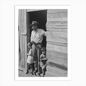 Untitled Photo, Possibly Related To Mexican Father And Children In Doorway Of Their Home Made Of Scrap Lumber Art Print