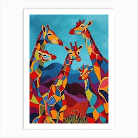 Colourful Geometric Giraffe Art Print