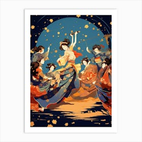 Awa Odori Dance Japanese Traditional Illustration 6 Art Print