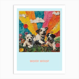 Woof Woof Puppies Rainbow Poster 2 Art Print