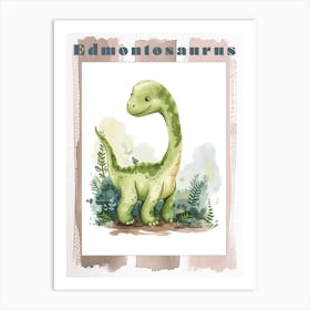 Watercolour Of A Edmontosaurus Dinosaur 4 Poster Art Print