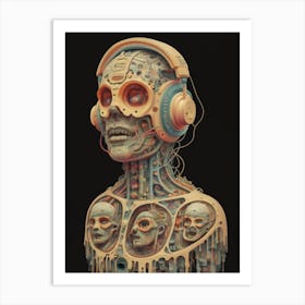 Human Skull With Headphones Art Print