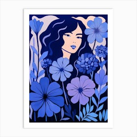 Blue Flower Illustration Phlox 3 Art Print