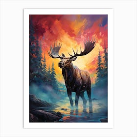 Moose At Sunset Art Print