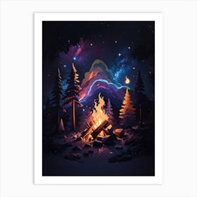 Campfire At Night Art Print