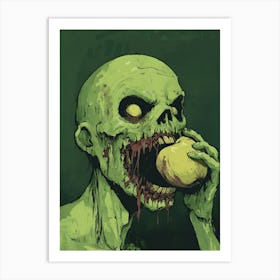 Scary Zombie Eating An Apple 17 Art Print