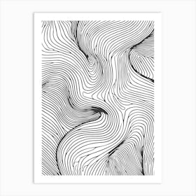 Abstract Wavy Lines Minimalist Line Art Monoline Illustration 1 Art Print