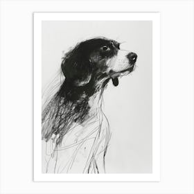 Minimalist Dog Line Charcoal Art Print