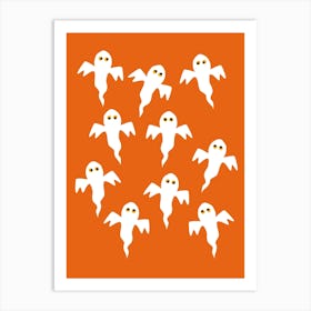 Ghosts on an Orange Background Art Print