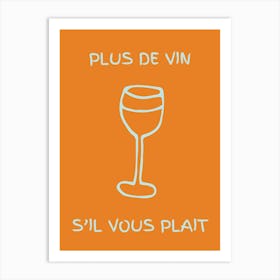 Wine Glass Kitchen Poster Orange & Teal Art Print