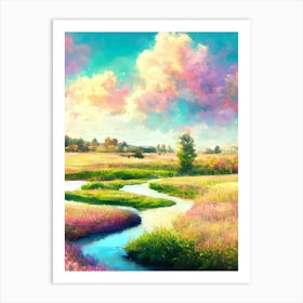 Pastel Landscape Painting Art Print