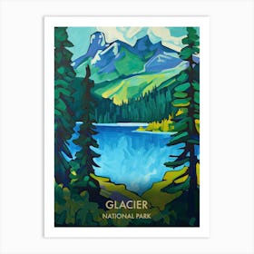 Glacier National Park Travel Poster Matisse Style 4 Art Print