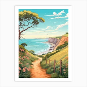 The South West Coast Path England 3 Hike Illustration Art Print