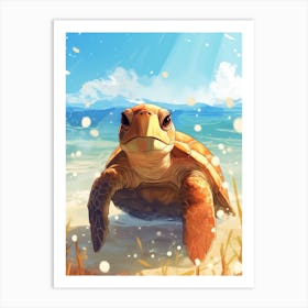 Modern Illustrative Sea Turtle Art Print