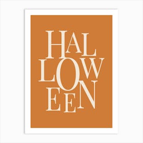 Modern Halloween Typography - White & Orange Art Print