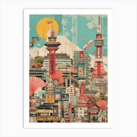 Osaka   Retro Collage Style 1 Art Print