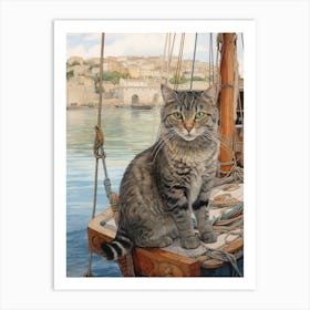 A Cat On A Medieval Ship 2 Art Print
