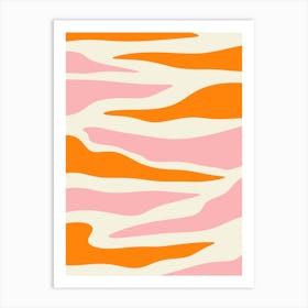 Pink And Orange Abstract Waves Art Print