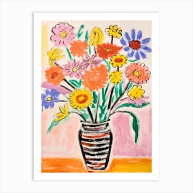 Flower Painting Fauvist Style Marigold 2 Art Print