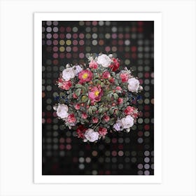 Vintage Rose of Love Bloom Flower Wreath on Dot Bokeh Pattern n.0009 Art Print