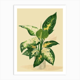 Dieffenbachia Plant Minimalist Illustration 1 Art Print