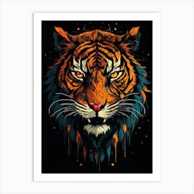 Tiger Art In Naïve Art Style 2 Art Print